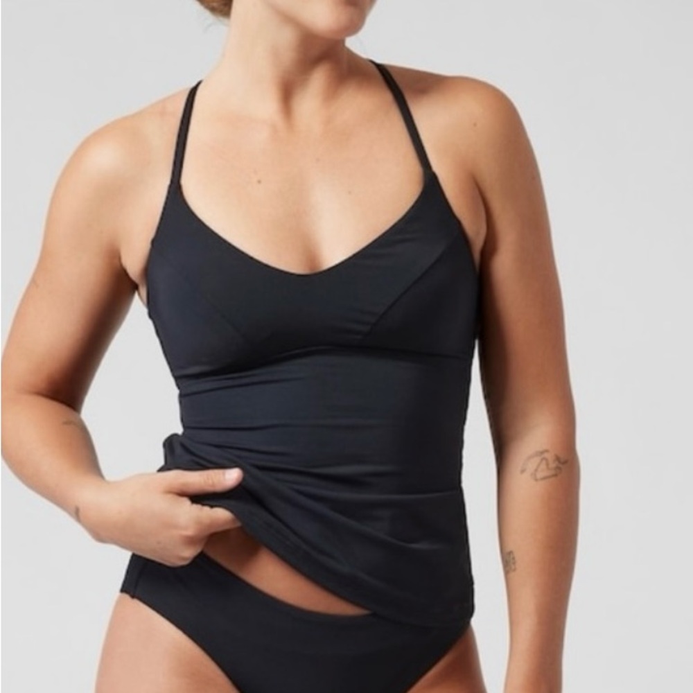 Athleta Triangle Quick Dry UPF Removable Pads Strappy Black NWT Tankini
